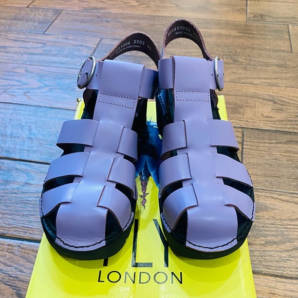 Fly London Purple Leather 90s Platform Sandals - Picture 2 of 15